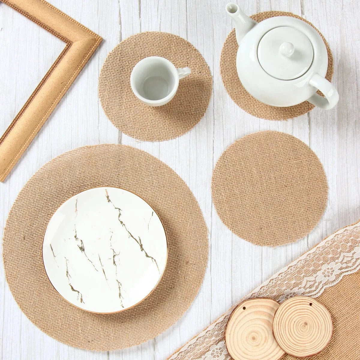 Set de table naturel rond | Joli Set de Table Style 1 / Comme affiché