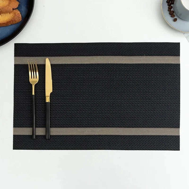Set de table noir et doré | Deux bandes | Joli Set de Table noir / 2PC / 30X45CM