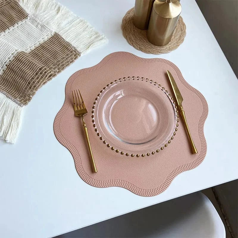 Set de table orange rond | Joli Set de Table Fleur rose / Rond 38cm 6pcs