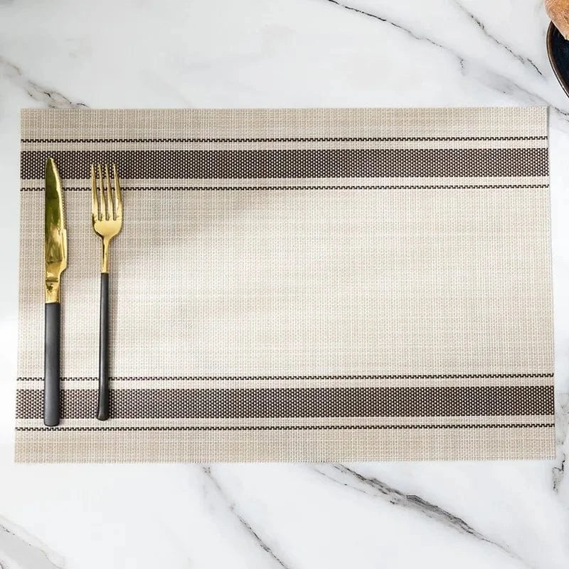 Set de table plastique | Bandes colorées | Joli Set de Table F-Brown / 6PC / 30X45CM