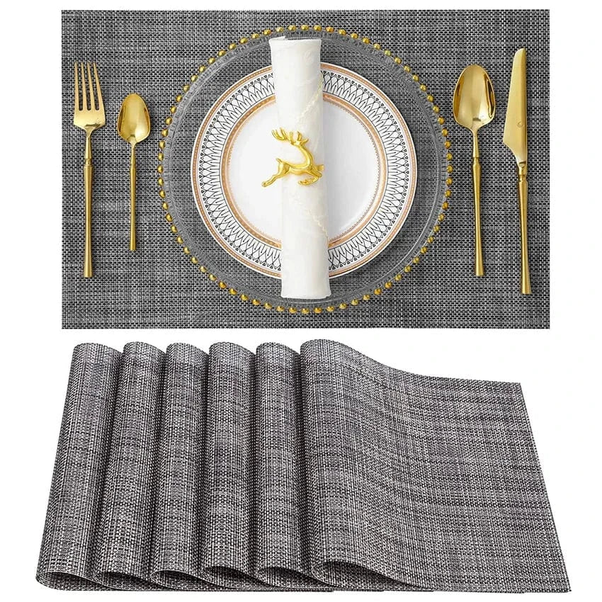 Set de table plastique gris | Moderne | Joli Set de Table D / 6pcs set
