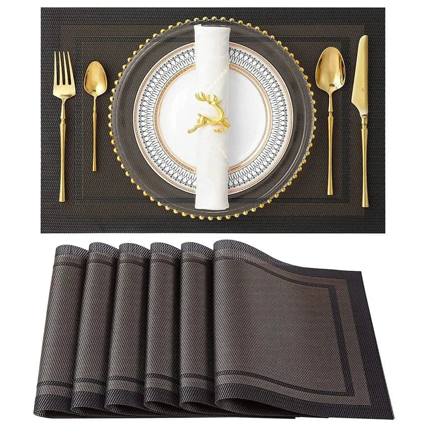 Set de table plastique noir | Esthétique | Joli Set de Table E / 8pcs set