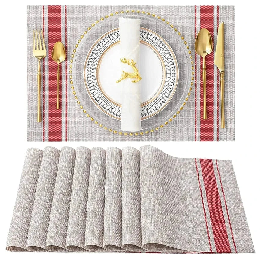 Set de table plastique original | Bandes rouges | Joli Set de Table G / 4pcs set