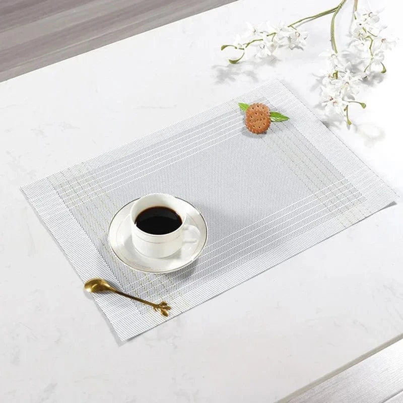 Set de table pvc quadrillage | Design | Joli Set de Table C-Silver White / 6PC / 30X45CM