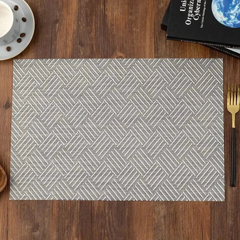 Set de table rectangulaire argenté | Design panier | Joli Set de Table Sliver noir / 2PC / 30X45CM