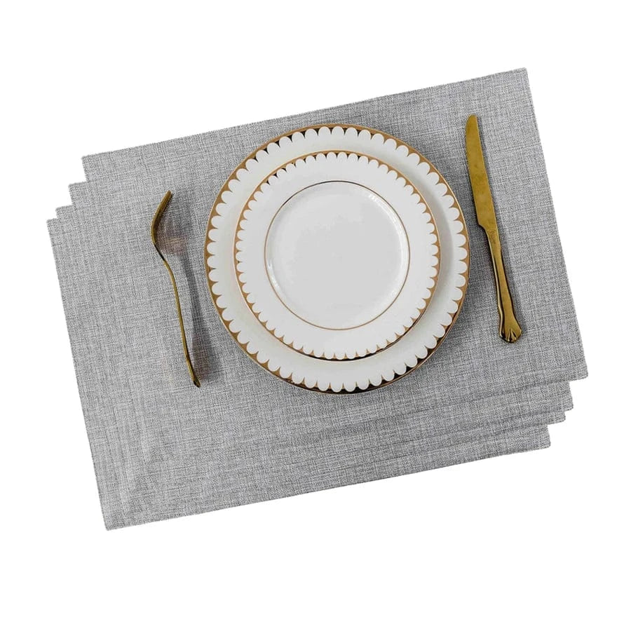Set de table rectangulaire en lin | Dîner | Joli Set de Table Gris clair / 4pcs set