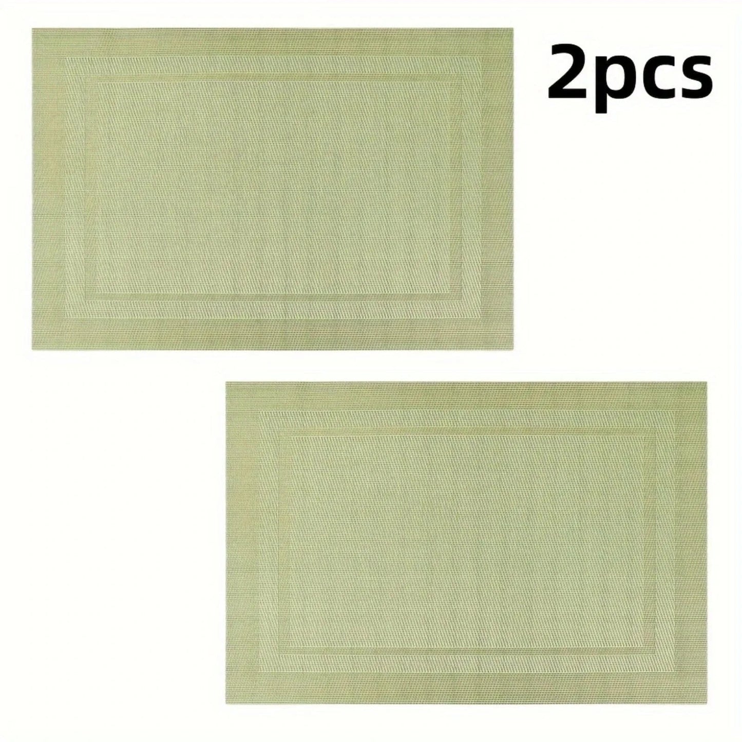 Set de table rectangulaire plastique | Vert lavable | Joli Set de Table 2 pièces / Vert / Rectangulaire