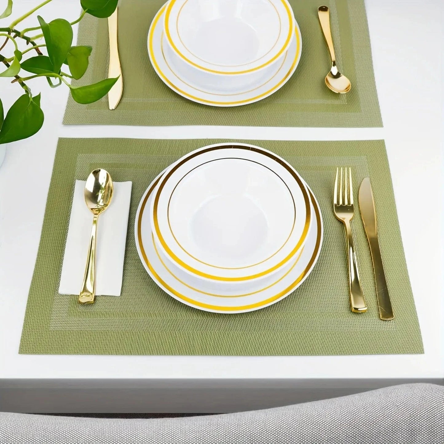 Set de table rectangulaire plastique | Vert lavable | Joli Set de Table