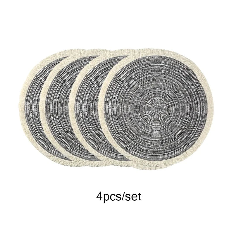 Set de table rond beige | Joli Set de Table 4 pièces / 38cm / Rond