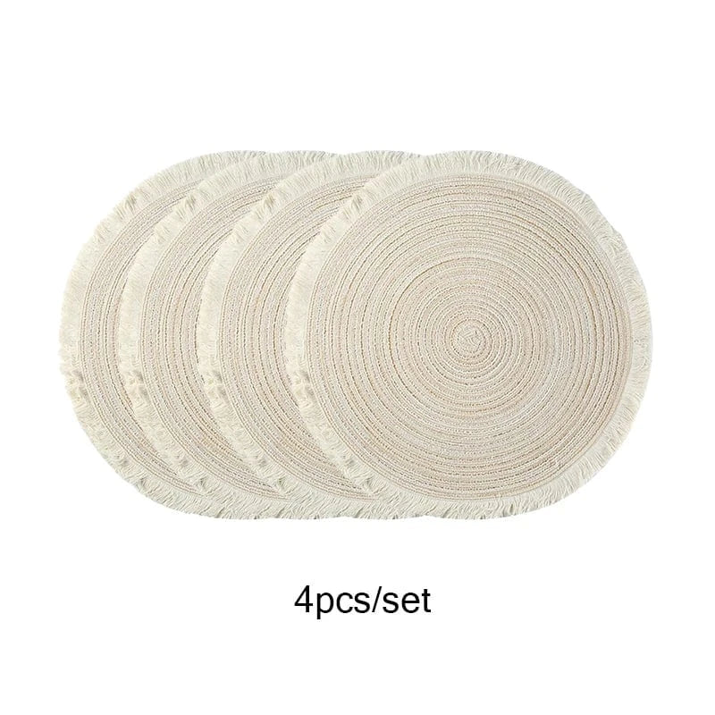 Set de table rond beige | Joli Set de Table 4 pièces 4 / 38cm / Rond