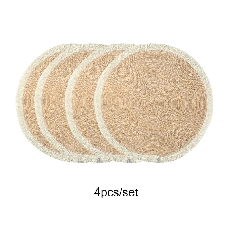 Set de table rond beige | Joli Set de Table 4 pièces 3 / 38cm / Rond