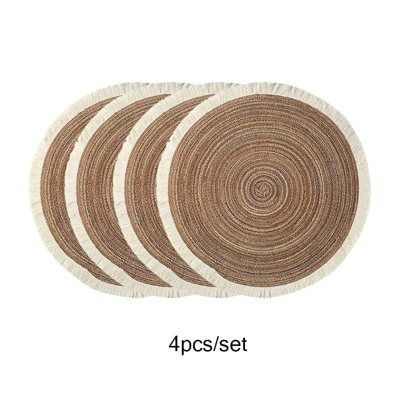 Set de table rond beige | Joli Set de Table 4 pièces 2 / 38cm / Rond