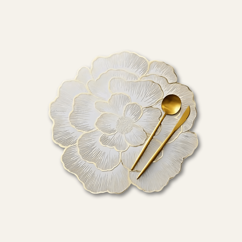 Set de table rond blanc | Joli Set de Table Lot de 1 pièce / 38cm / Fleur