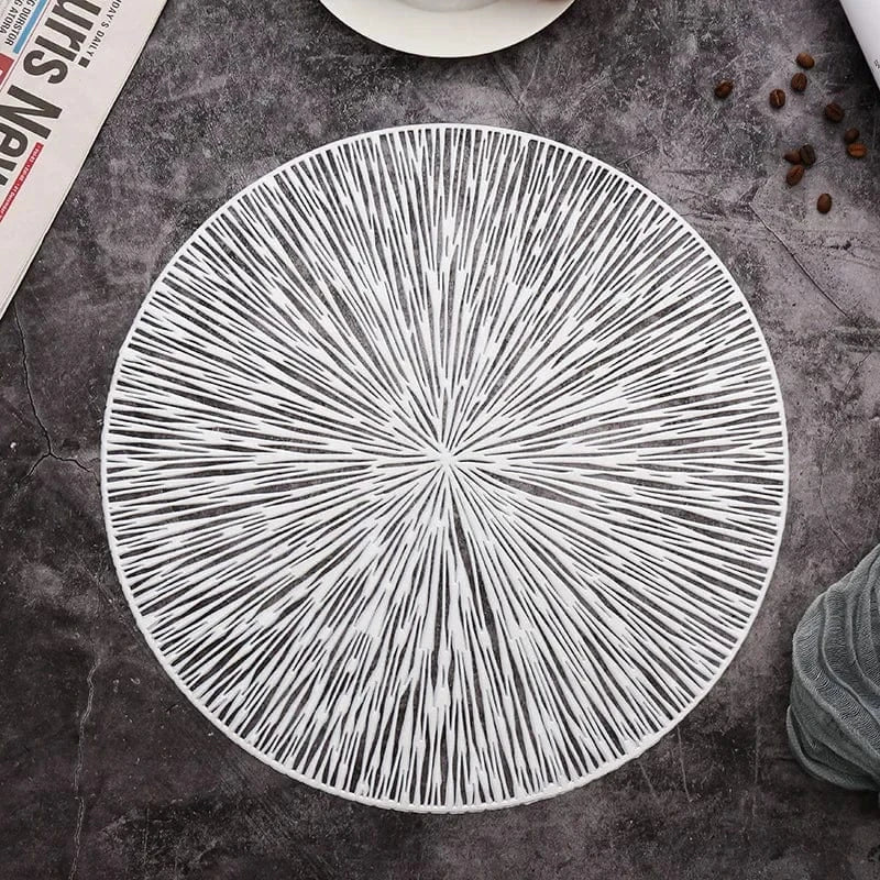 Set de table rond design | Joli Set de Table Argent 38cm / 4PCS