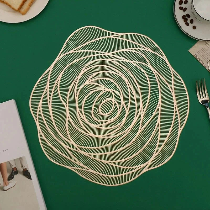 Set de table rond doré | Rose or | Joli Set de Table Or 38cm 5 / 4PCS
