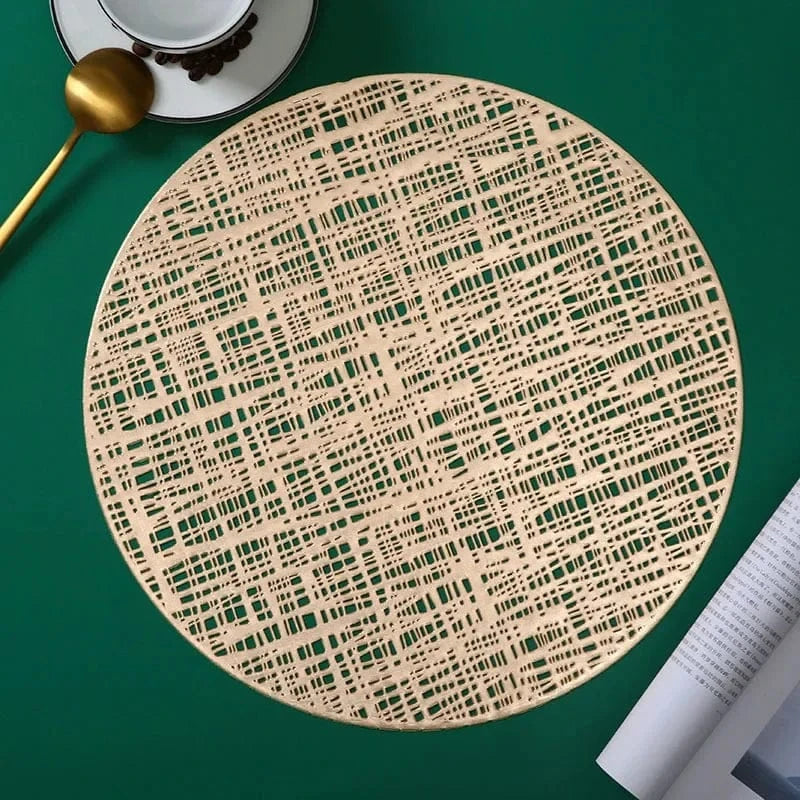 Set de table rond en pvc | Joli Set de Table Gezi d'or / Diamètremètre 38cm / Rond