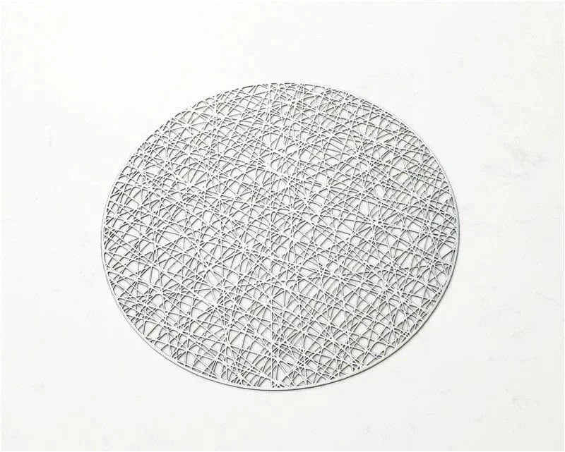 Set de table rond en pvc | Joli Set de Table Argent irrégulier / Diamètremètre 38cm / Rond