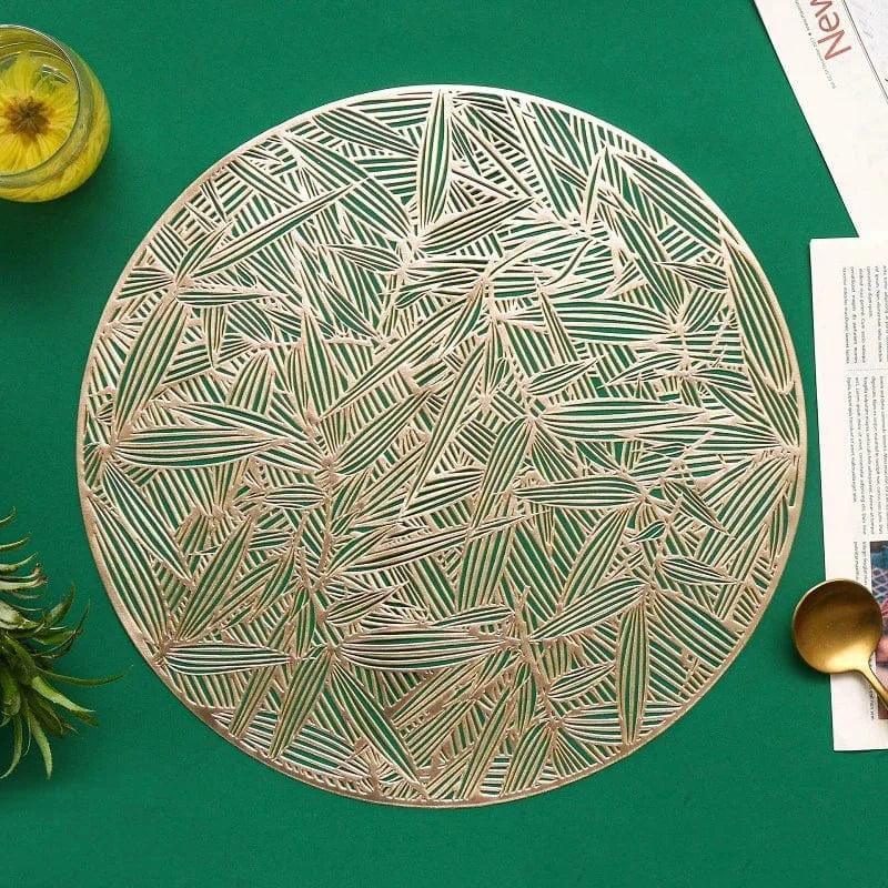 Set de table rond en pvc | Joli Set de Table Or 005 / Diamètremètre 38cm / Rond