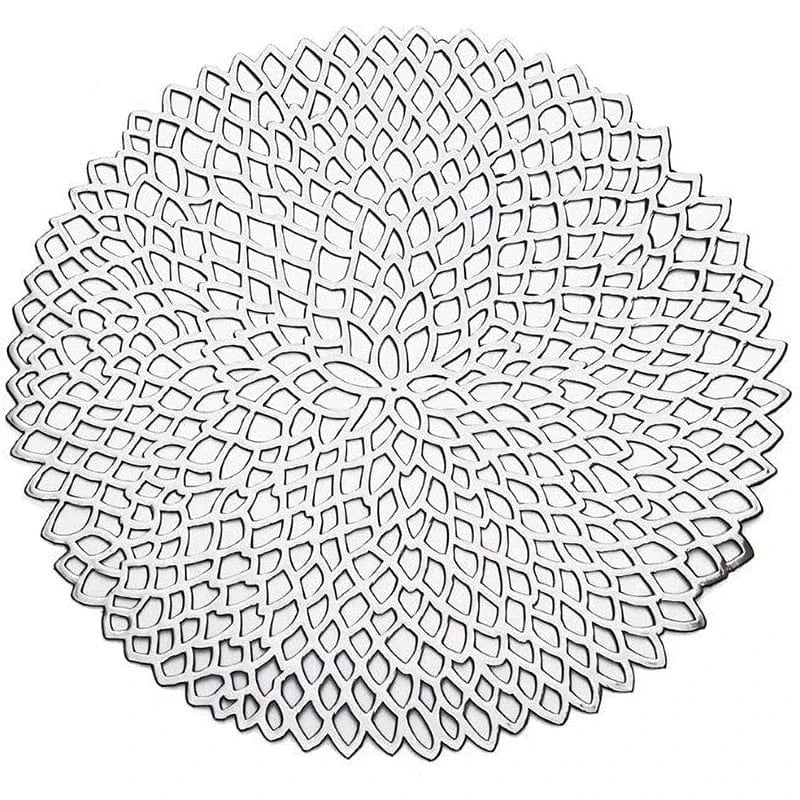 Set de table rond en pvc | Joli Set de Table Argent 007 / Diamètremètre 38cm / Rond