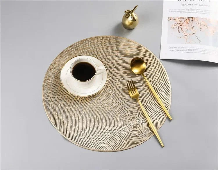 Set de table rond en pvc | Joli Set de Table Or clair 008 / Diamètremètre 38cm / Rond