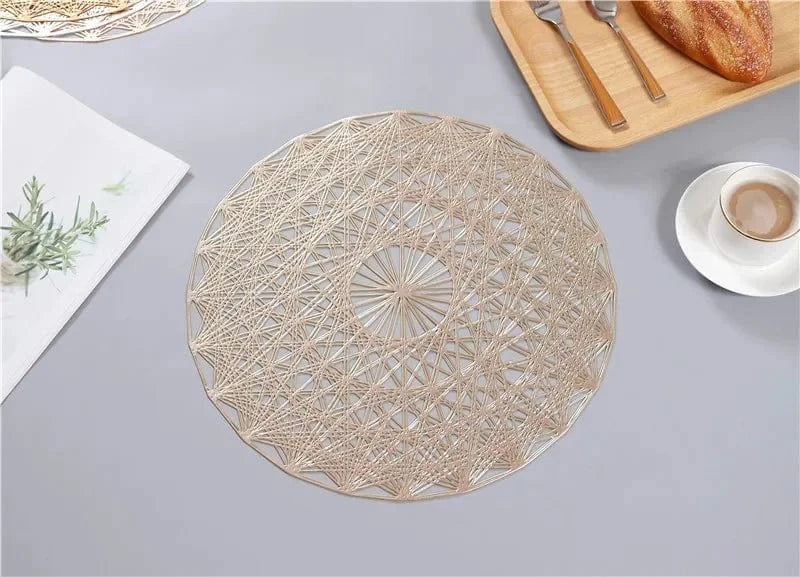 Set de table rond en pvc | Joli Set de Table Or clair 010 / Diamètremètre 38cm / Rond