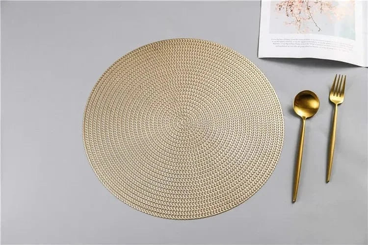 Set de table rond en pvc | Joli Set de Table Or clair / Diamètremètre 38cm / Rond