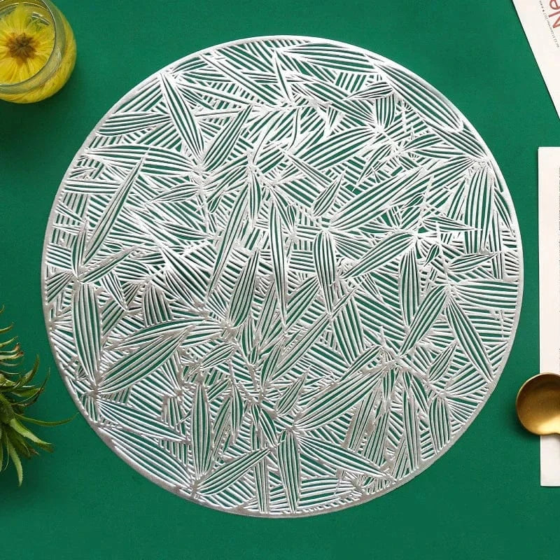 Set de table rond en pvc | Joli Set de Table Argent 005 / Diamètremètre 38cm / Rond