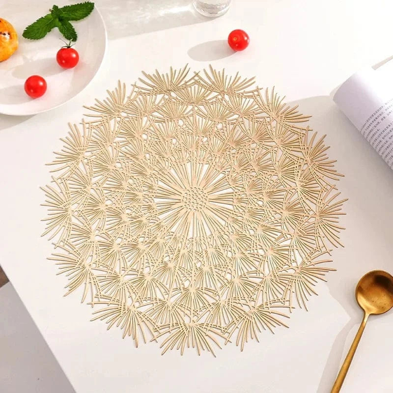 Set de table rond | Glace or | Joli Set de Table Or 38cm 2 / 4PCS