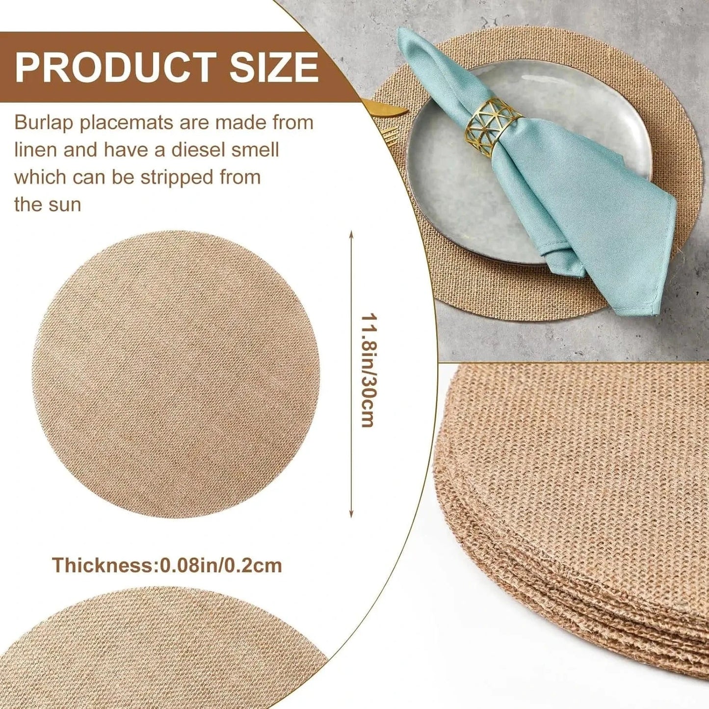 Set de table rond imitation bois | Joli Set de Table