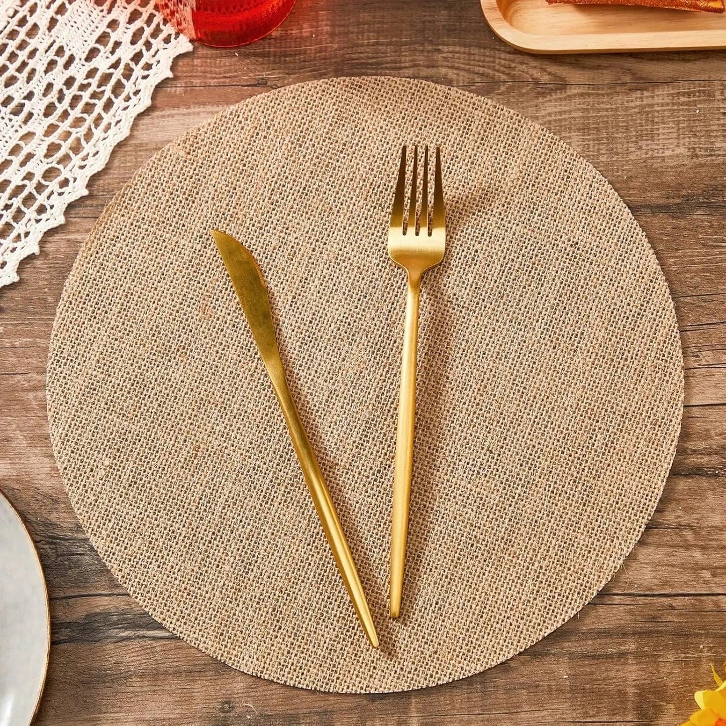 Set de table rond imitation bois | Joli Set de Table
