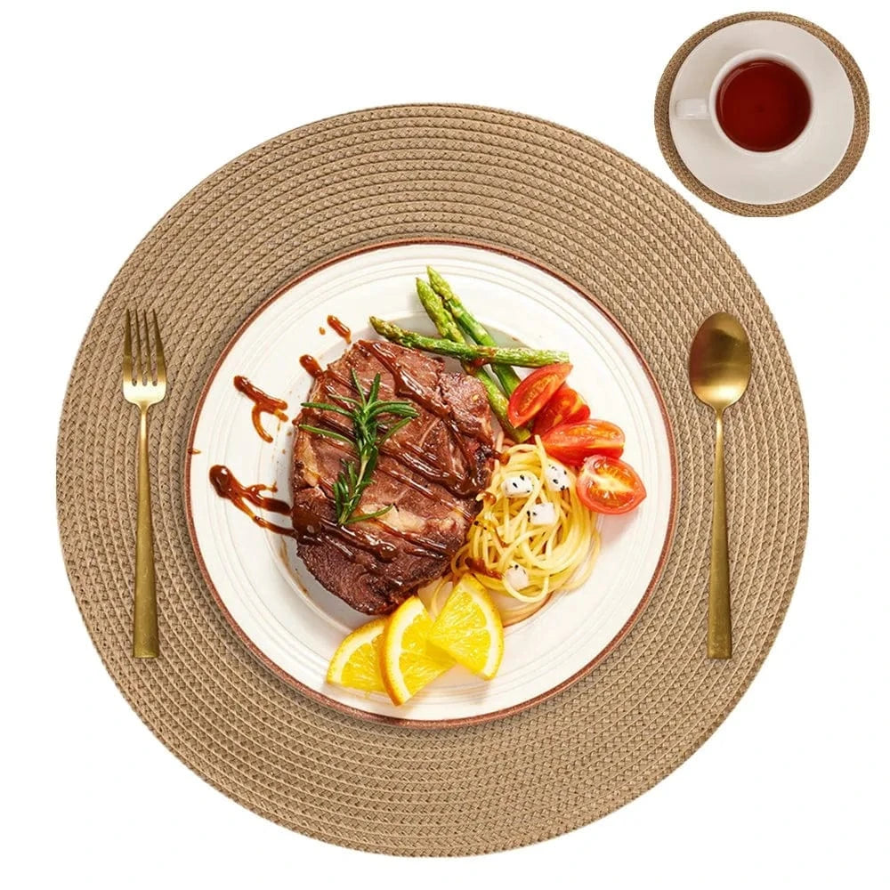 Set de table rond moderne | Joli Set de Table Or / 6xPlacemat 6xCoaster