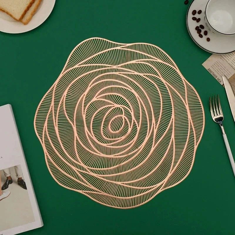 Set de table rond | Rose | Joli Set de Table Or rose 38cm 1 / 4PCS