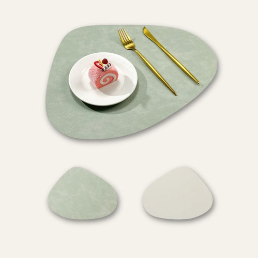 Set de table simili cuir | Luxe | Joli Set de Table Vert – blanc ivoire / 42.5x34cm / Lot de 1 pièce