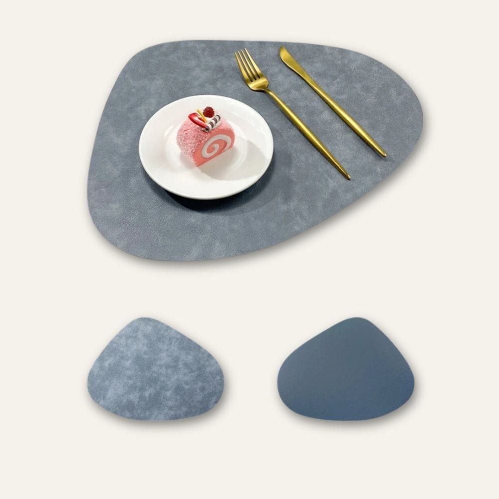 Set de table simili cuir | Luxe | Joli Set de Table Gris ciel étoilé – gris / 42.5x34cm / Lot de 1 pièce