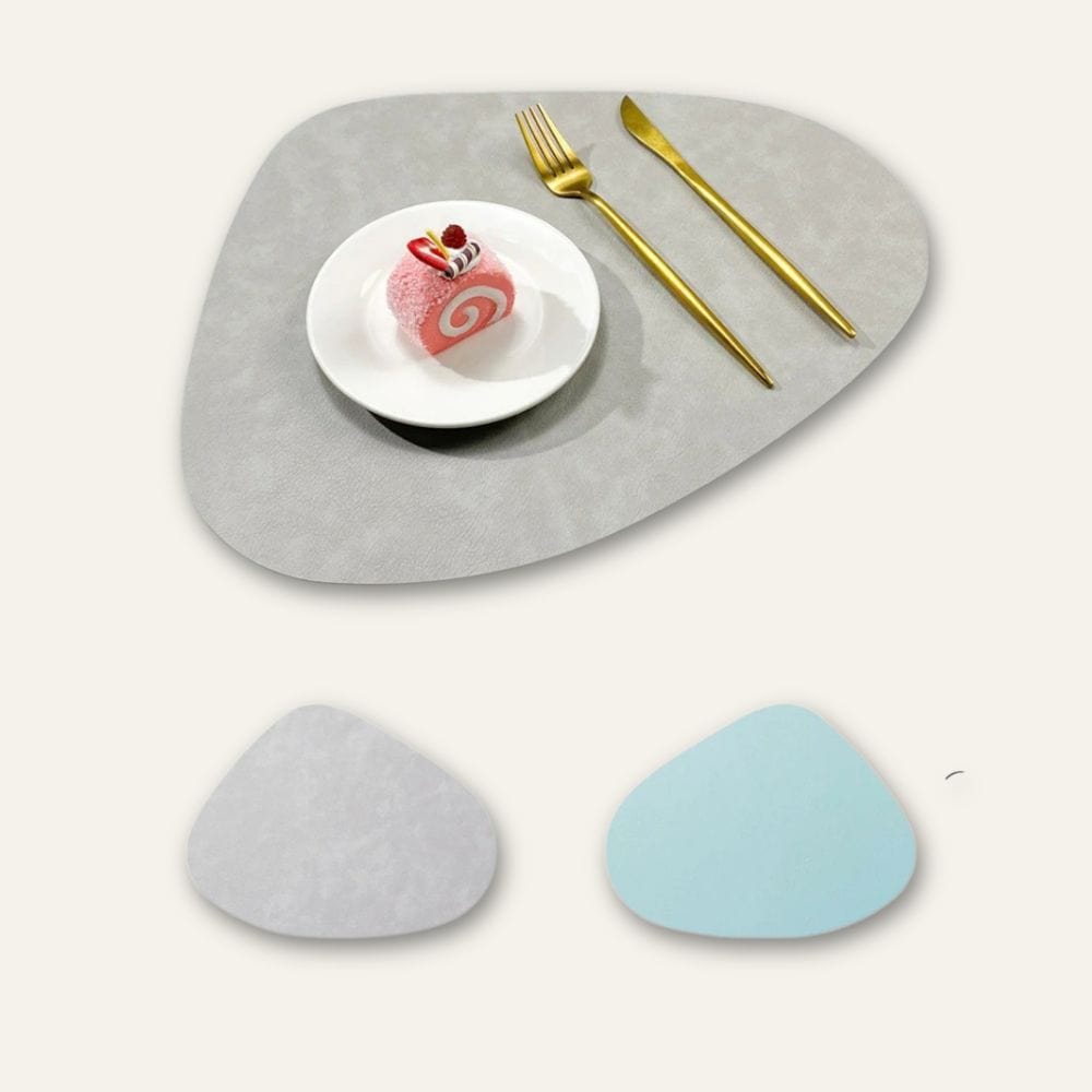 Set de table simili cuir | Luxe | Joli Set de Table Gris clair-bleu / 42.5x34cm / Lot de 1 pièce