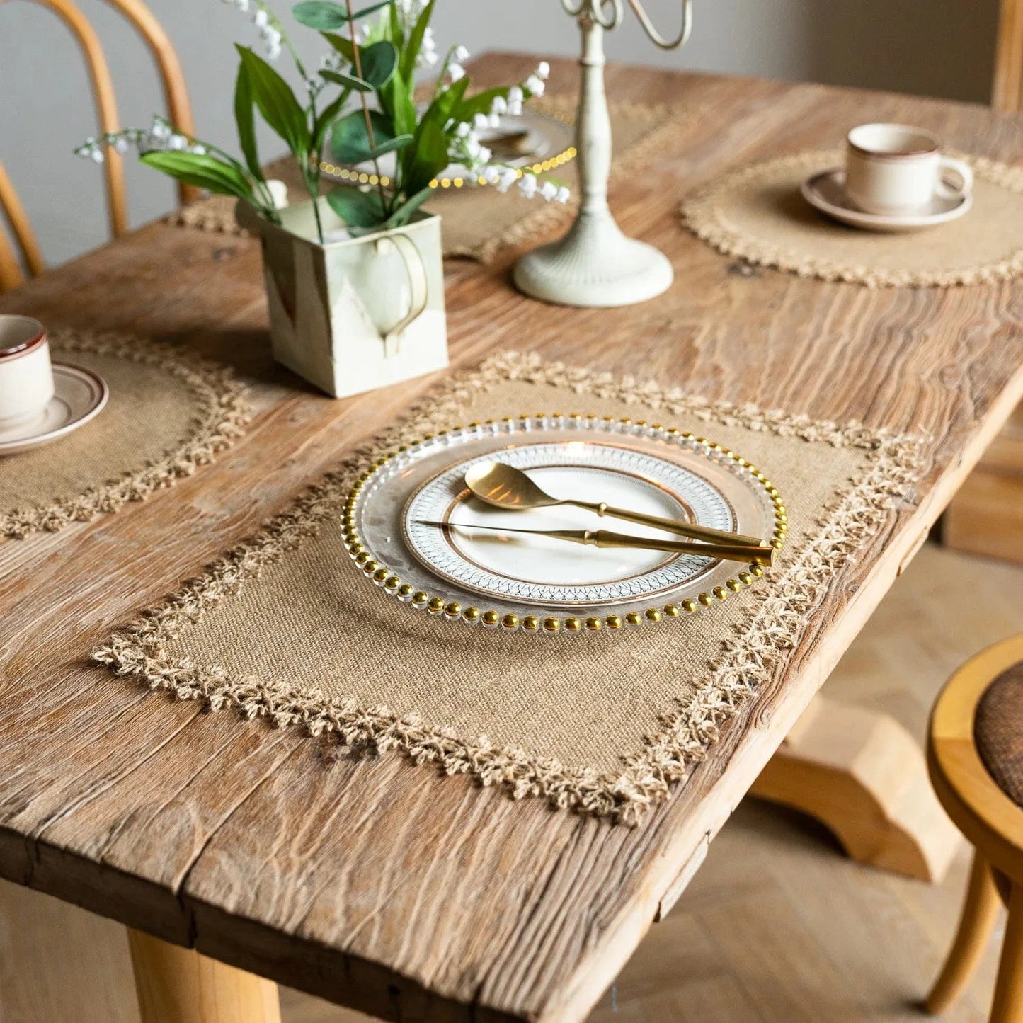 Set de table tissu | Chic | Joli Set de Table Dentelle de jute / 30x45cm