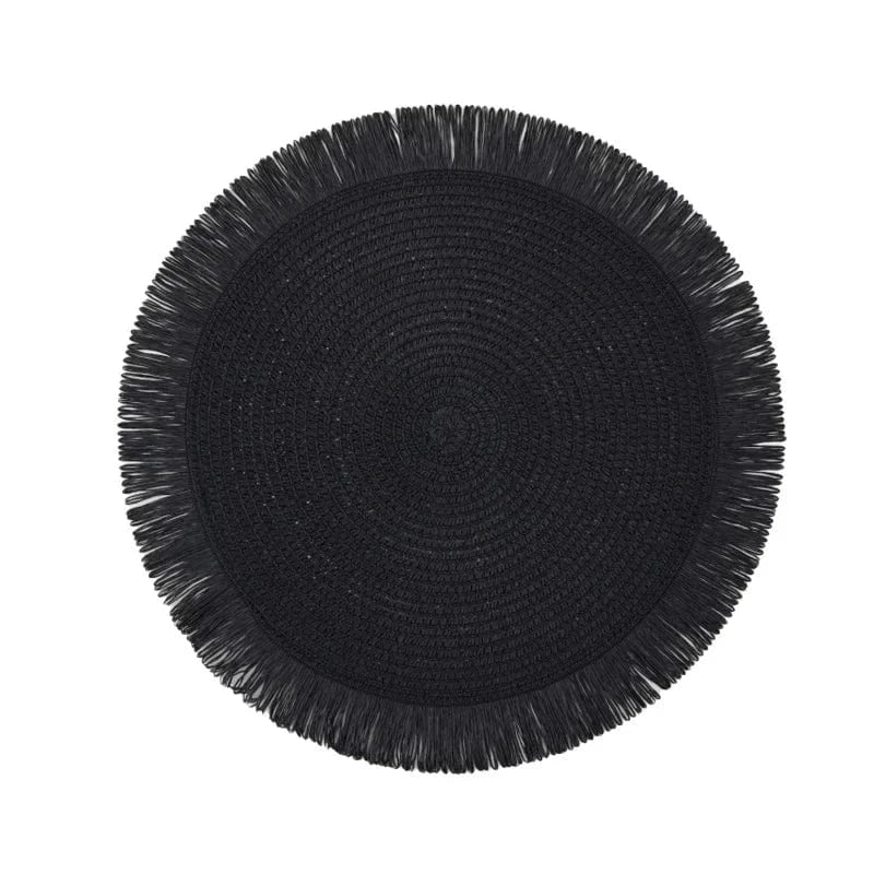 Set de table tressé rond | Joli Set de Table Noir / Diamètremètre 38cm