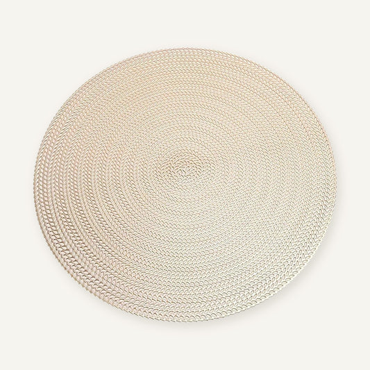 Set de table pvc rond sur fond beige
