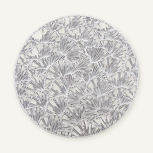 Set de table rond | Moderne argent sur fond beige