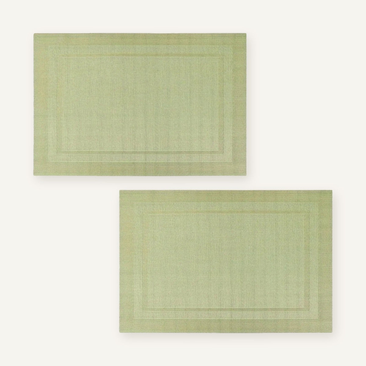 Set de table rectangulaire plastique | Vert lavable sur fond beige