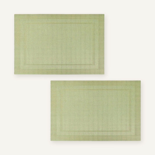 Set de table rectangulaire plastique | Vert lavable sur fond beige