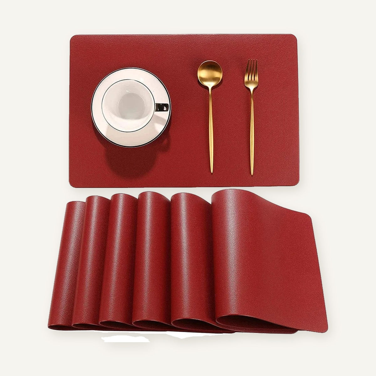 Set de table en simili cuir | Luxe sur fond beige