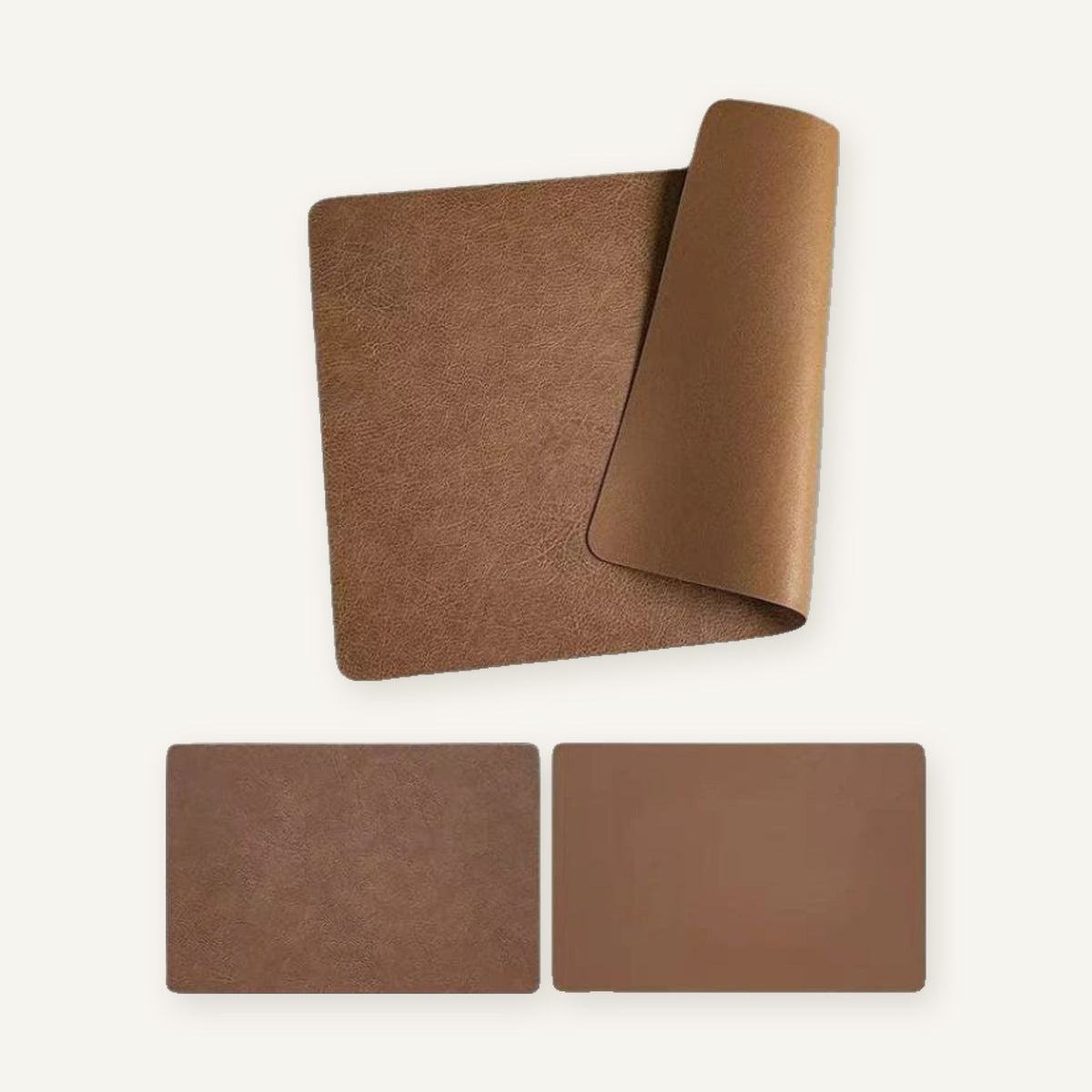 Set de table effet cuir | Cuisine sur fond beige