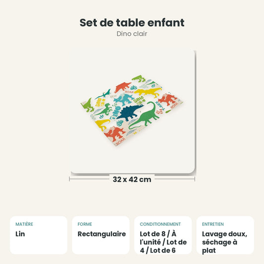 Dimensions et caractéristiques : Set de table enfant