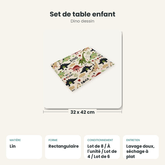 Dimensions et caractéristiques : Set de table enfant