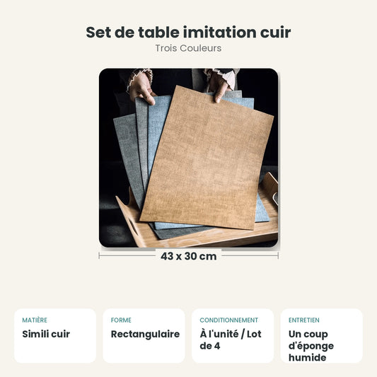 Dimensions et caractéristiques : Set de table imitation cuir