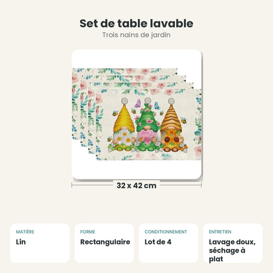 Dimensions et caractéristiques : Set de table lavable