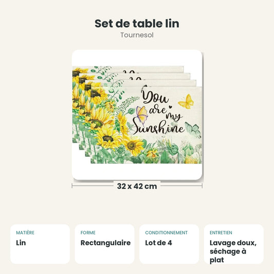 Dimensions et caractéristiques : Set de table lin