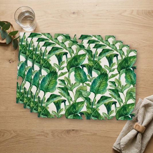 Set de table Noël vert sur une table en bois