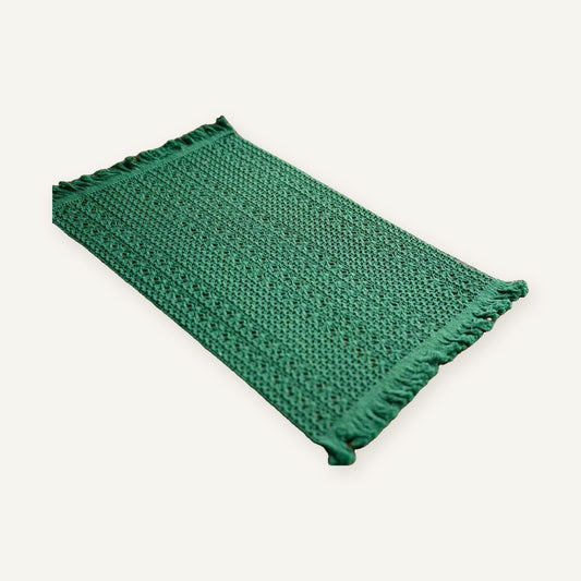 Set de table tissu | Vert tressé sur fond beige
